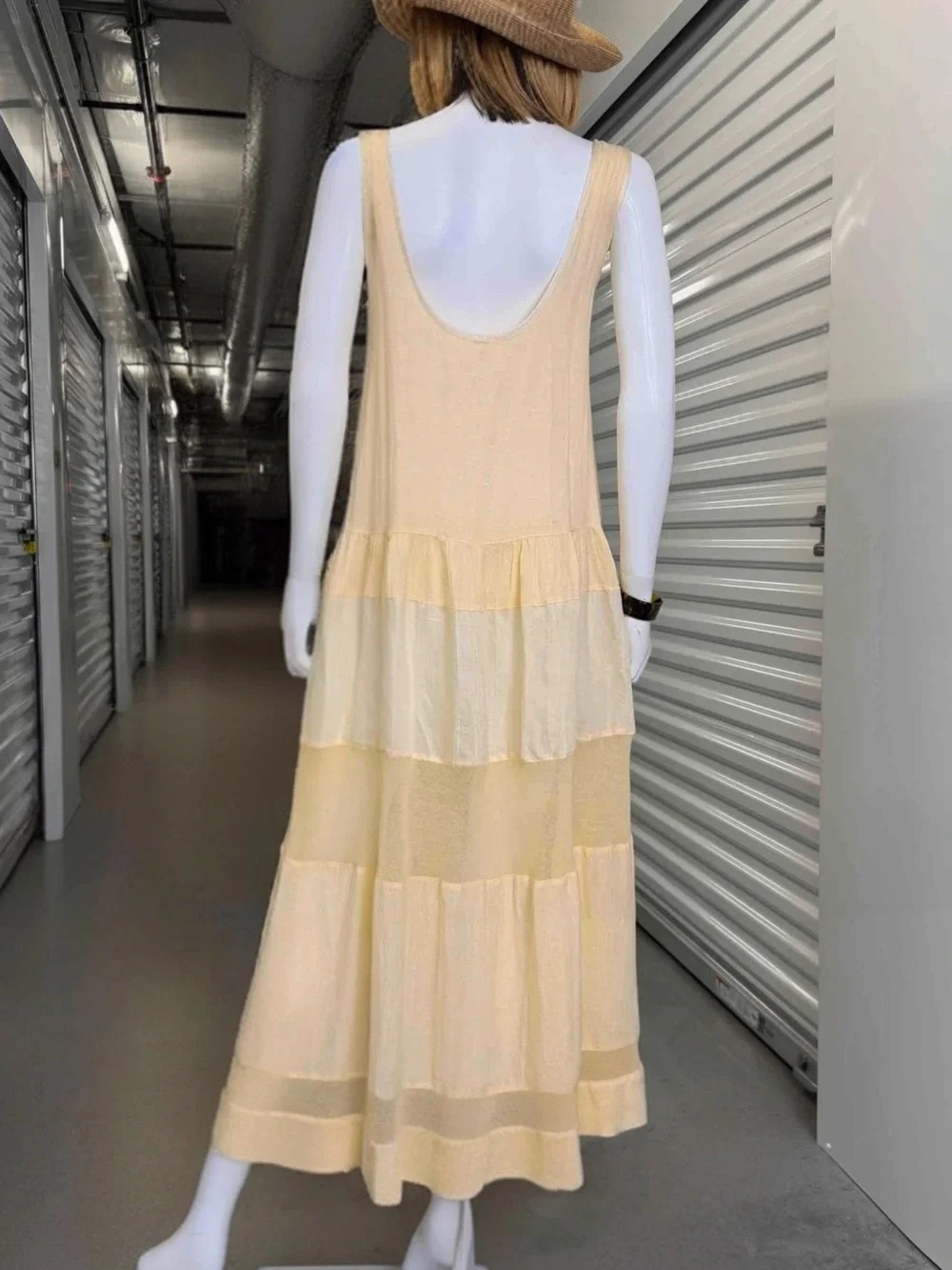 Free People Size Small Meet Me At The Sunset MIdii Soft Yellow Sleeveless - Picture 4 of 13